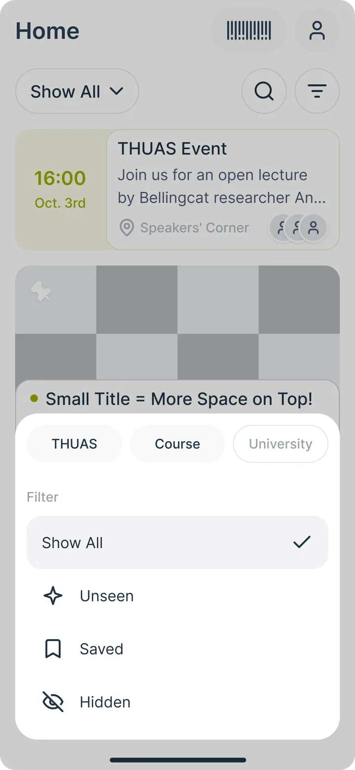 Events, step 3: Filter