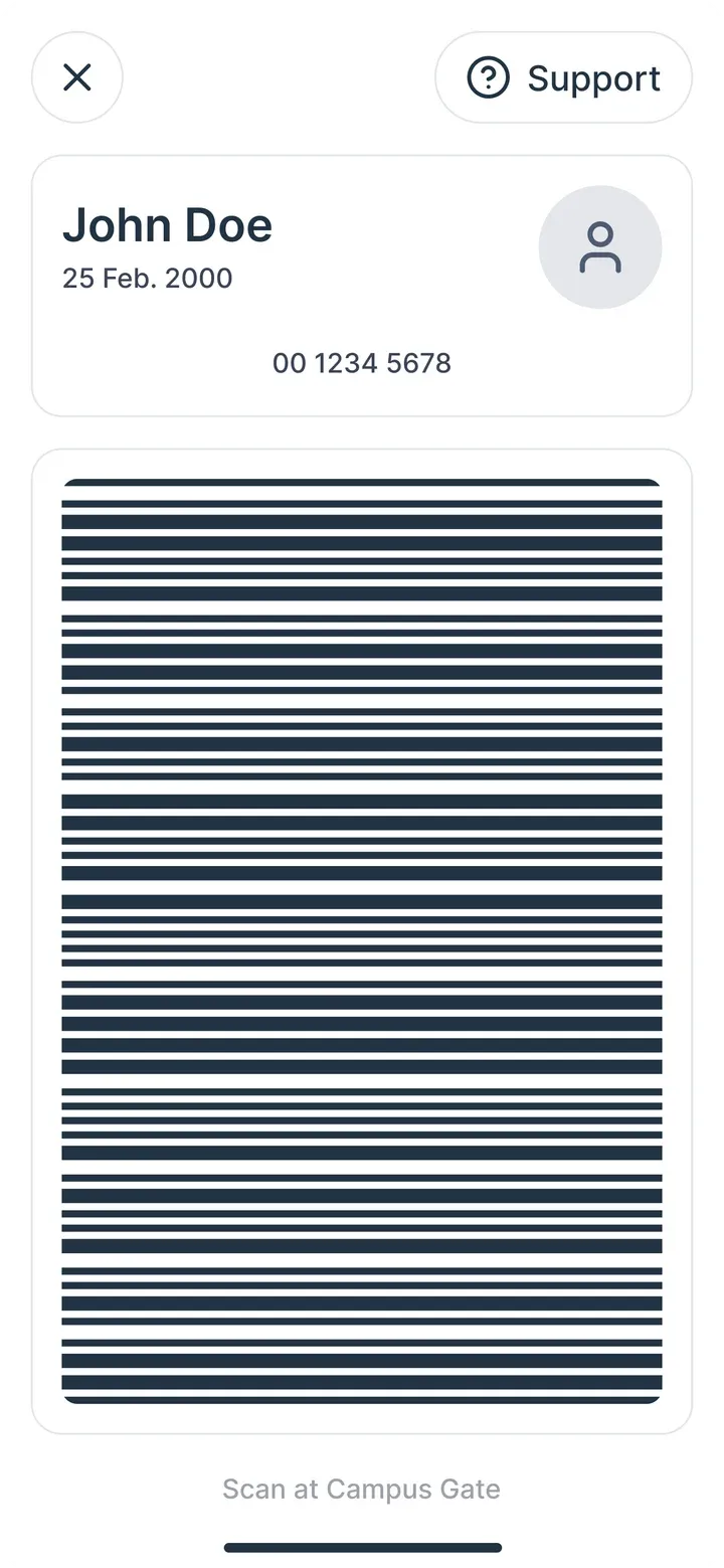 Profile, step 5: Student card
